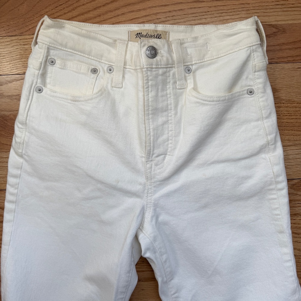Madewell The High Rise Perfect Vintage Jeans Raw Hem Tile White - Size 23